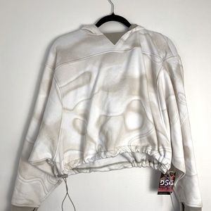 NWT DSG X TWITCH + ALLISON Regular Fit Cropped Hoodie Marble White fleece lined